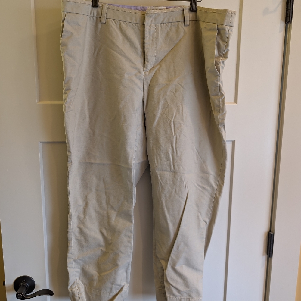 Coldwater Creek Women's Sateen Natural Fit Ankle Pants Khaki Size 18.